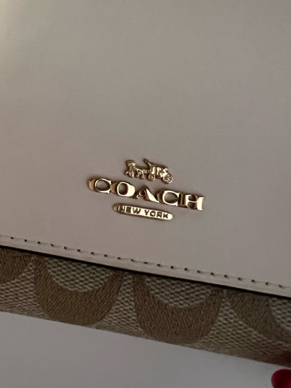 Coach Women's Leather Trifold Wallet in Tan & Cream Signature Canvas - Picture 10 of 11
